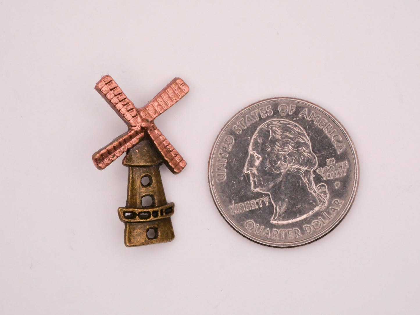 Windmill Realistic Bronze Copper Metal Button 16x27mm