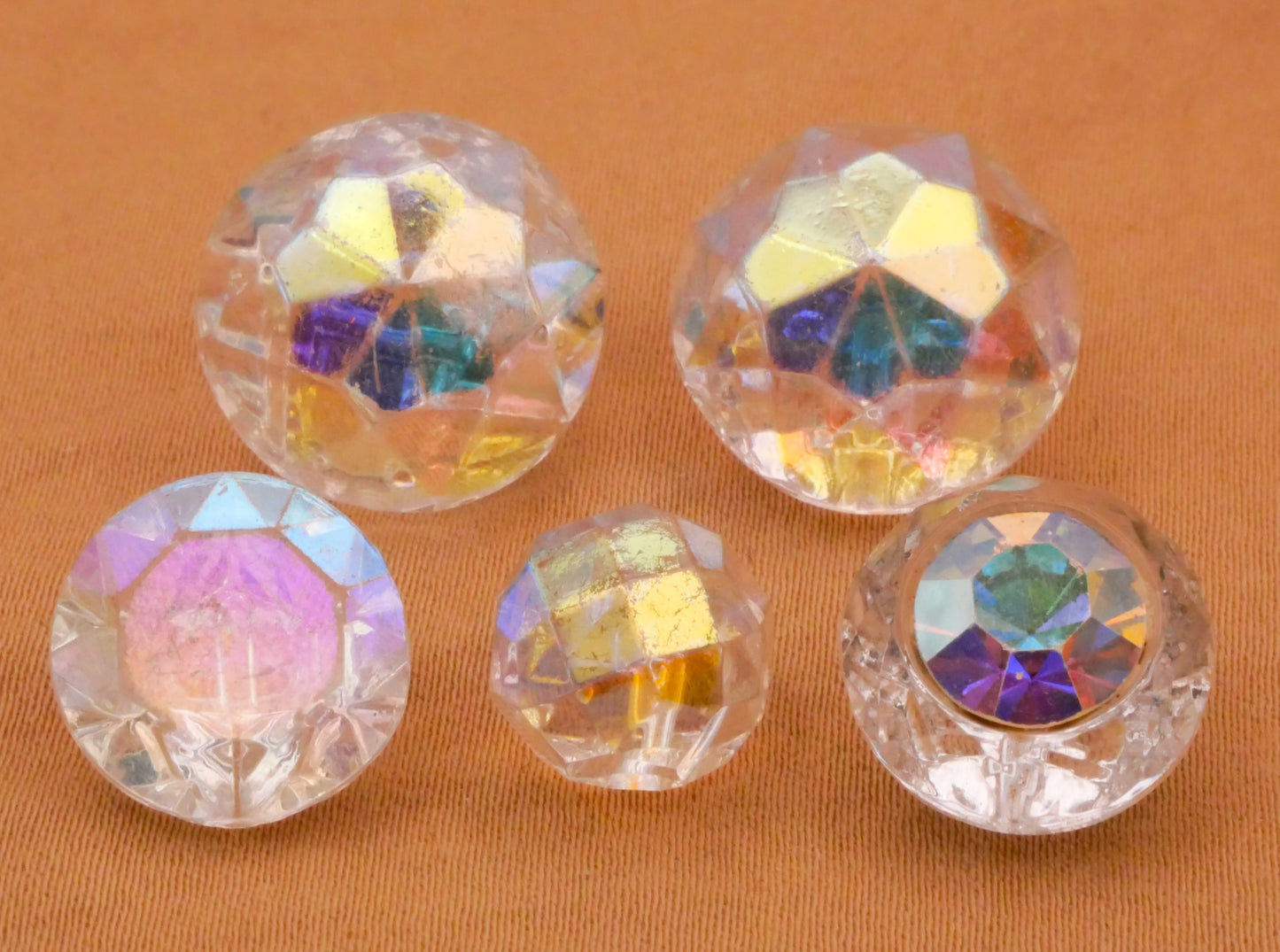Iridescent Clear Glass Vintage Button Various 10-16mm