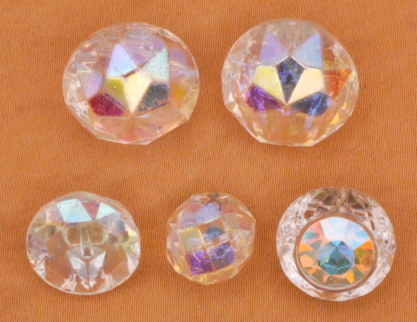 Iridescent Clear Glass Vintage Button Various 10-16mm