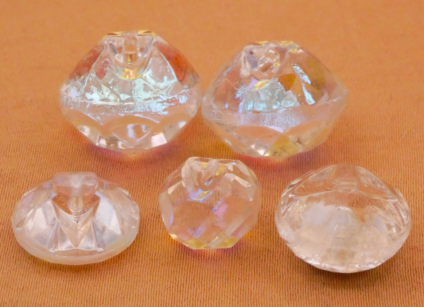 Iridescent Clear Glass Vintage Button Various 10-16mm