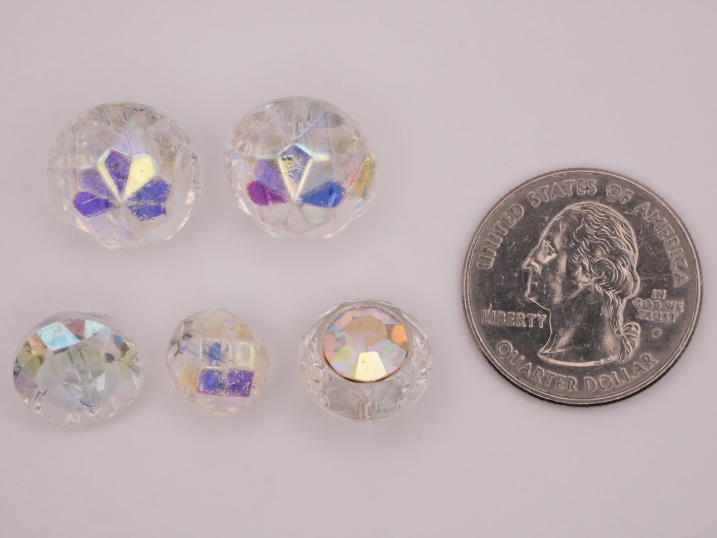 Iridescent Clear Glass Vintage Button Various 10-16mm