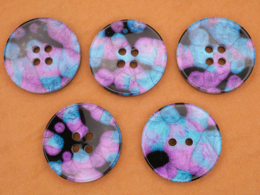 Purple Blue Shimmer Sew-Thru Plastic Button Various 25mm