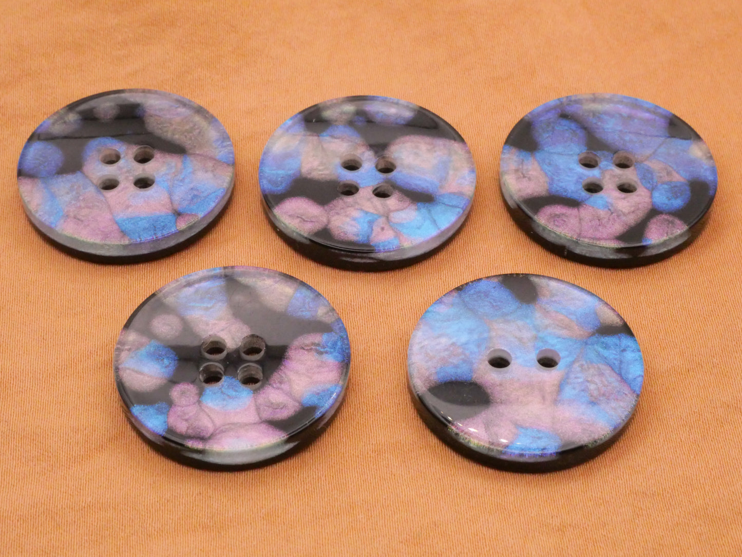 Purple Blue Shimmer Sew-Thru Plastic Button Various 25mm