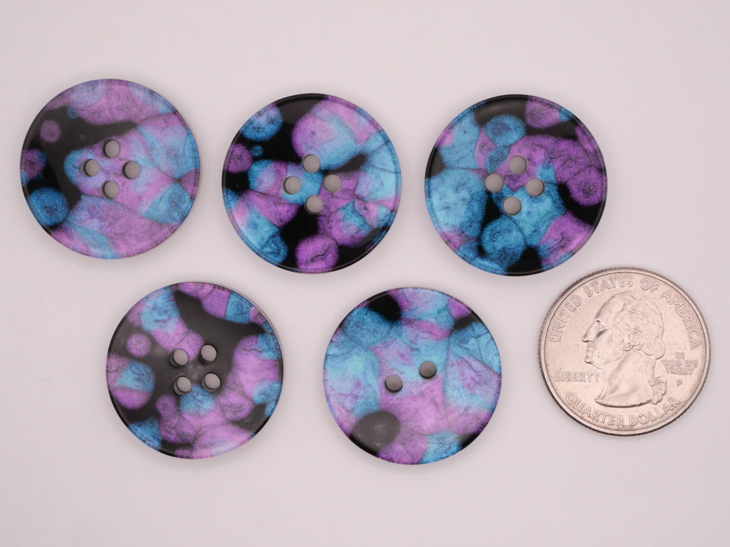 Purple Blue Shimmer Sew-Thru Plastic Button Various 25mm