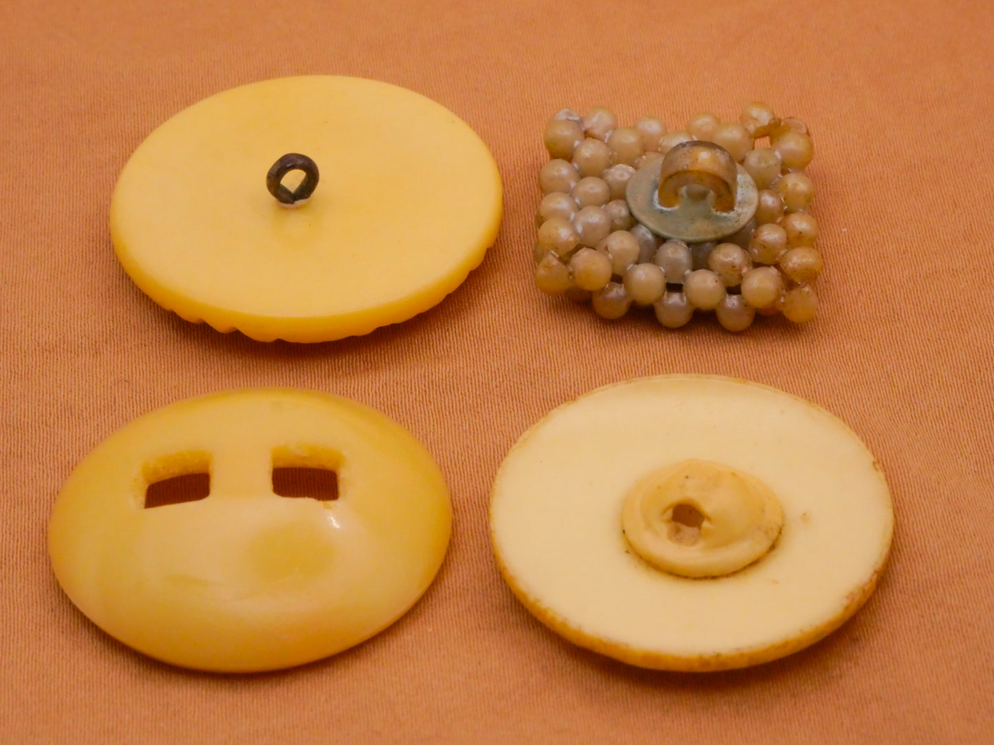 Butter Square Motif Celluloid Early Plastic Button Various 21-30mm