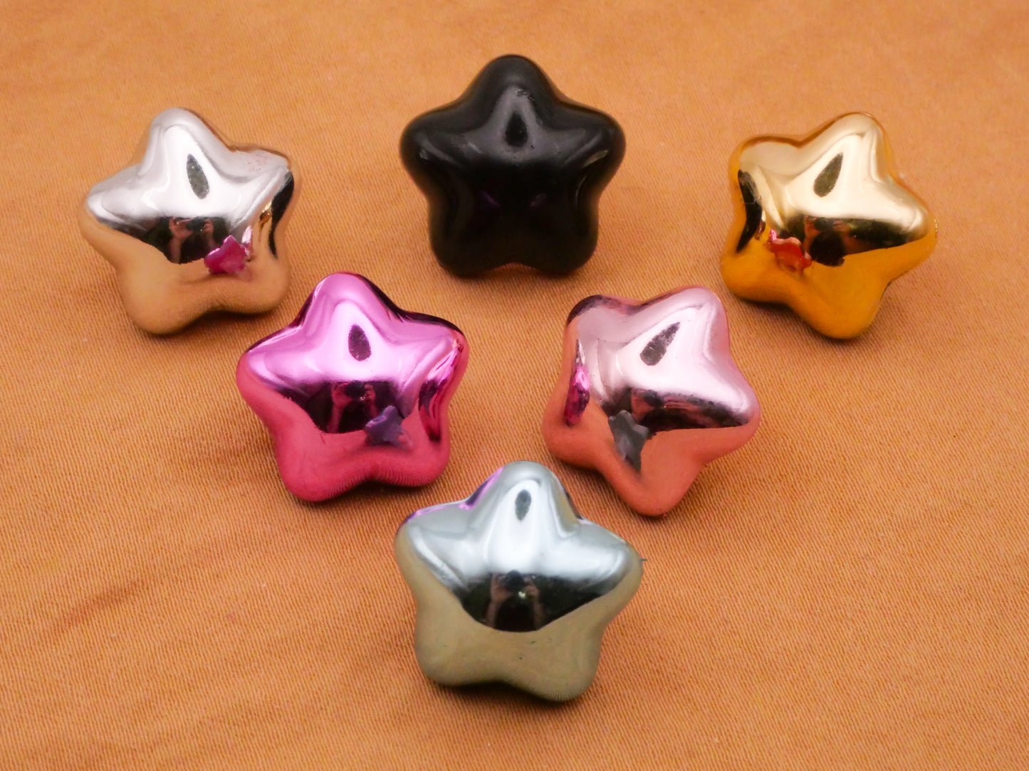Star Foil Balloon Look Plastic Assorted Set of Three Buttons 15mm