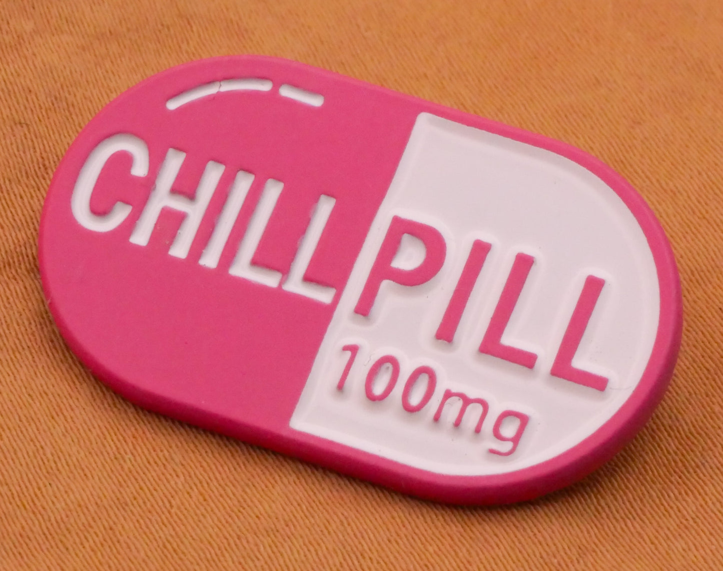 Chill Pill Medication Pink Verbal Enamel Metal Button 18x31mm