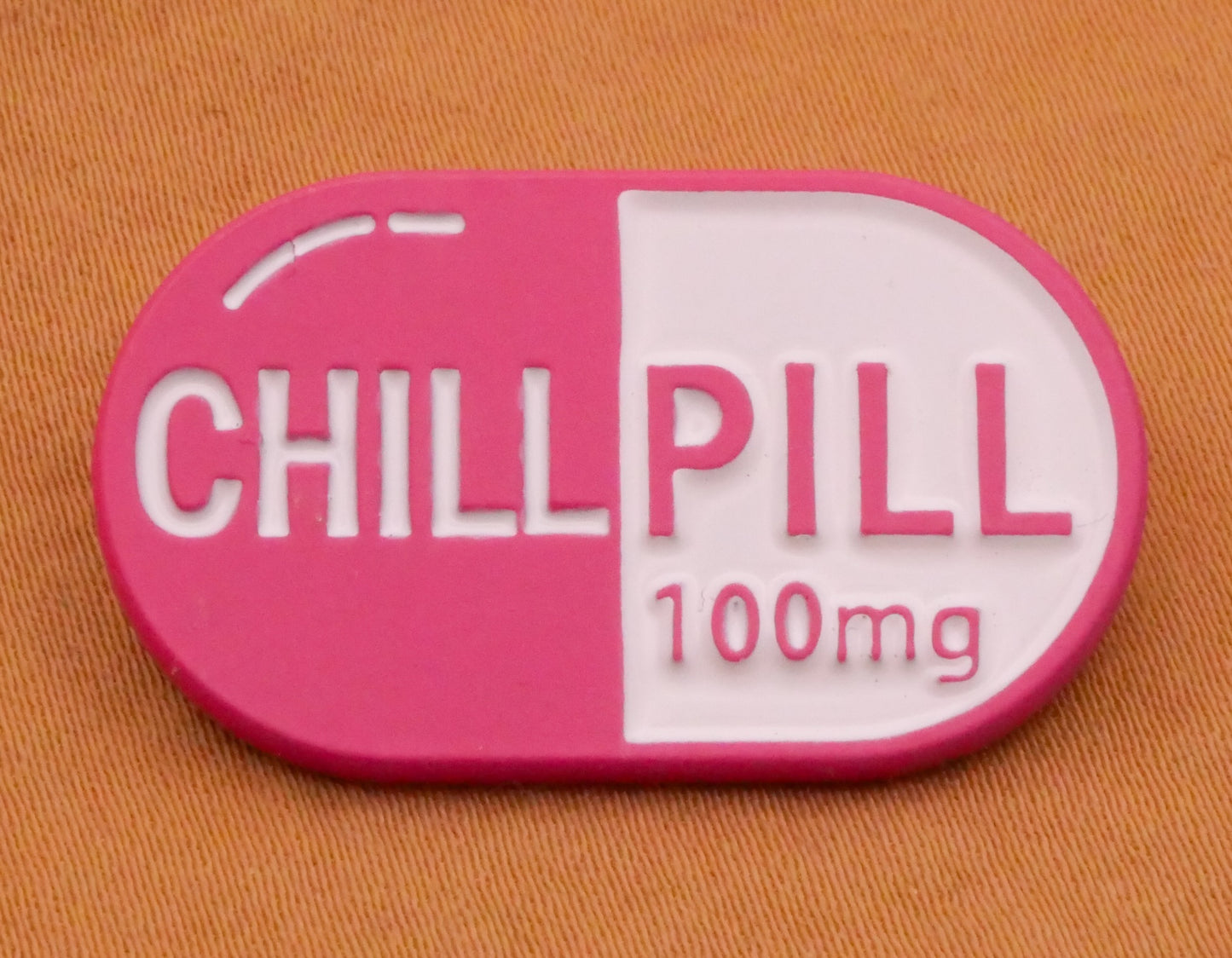 Chill Pill Medication Pink Verbal Enamel Metal Button 18x31mm