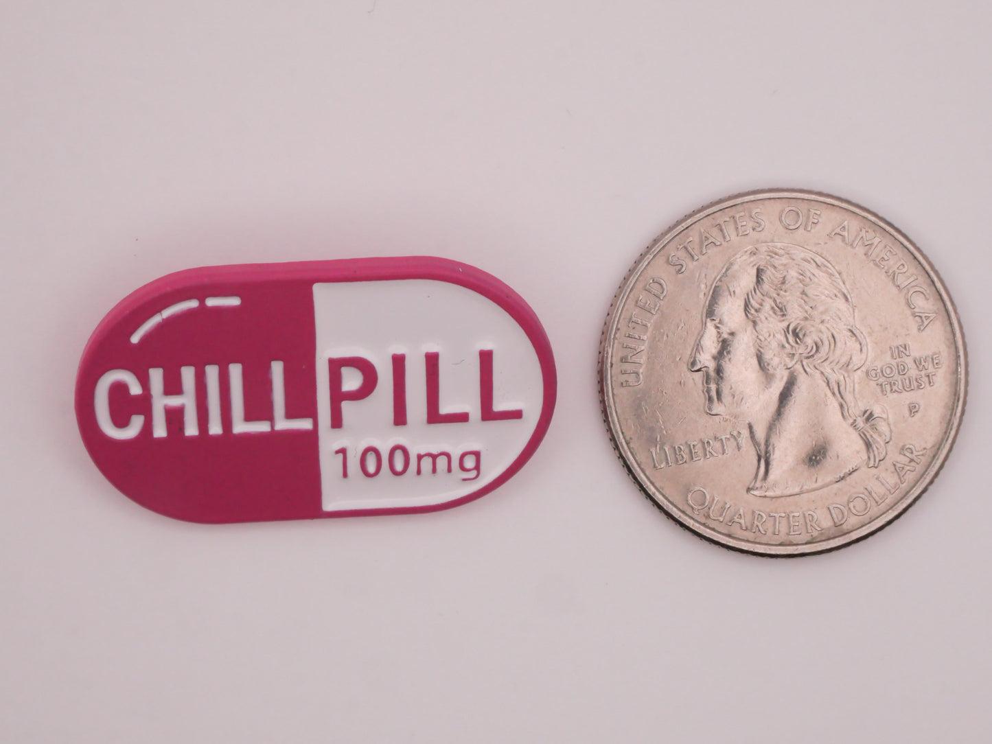 Chill Pill Medication Pink Verbal Enamel Metal Button 18x31mm
