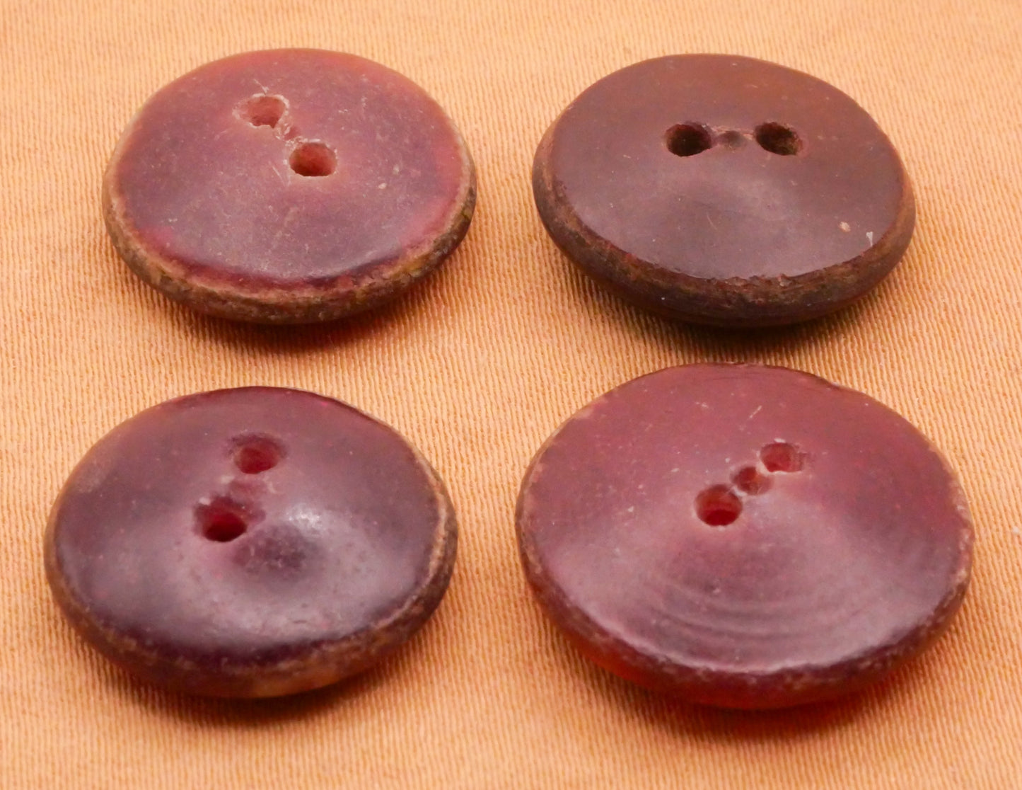 Cranberry Red Fleck Glitter Composition Plastic Button Various 16-19mm