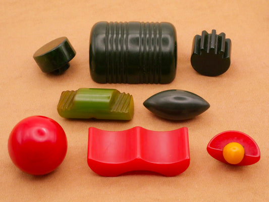 Green or Red Bakelite Industrial Look Early Plastic Button Various 9-29mm