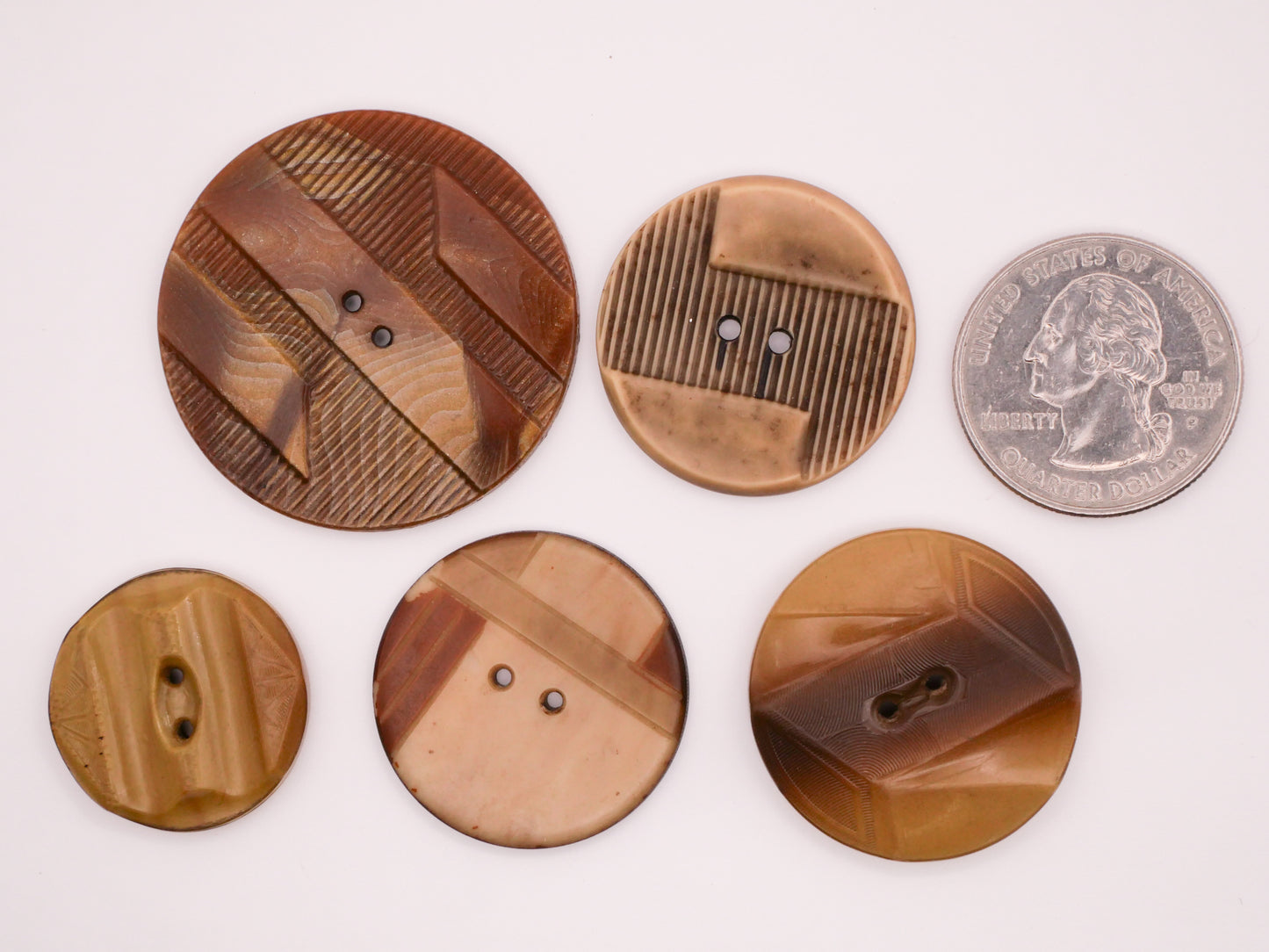 Caramel Art Deco Celluloid Early Plastic Button Various 23-37mm