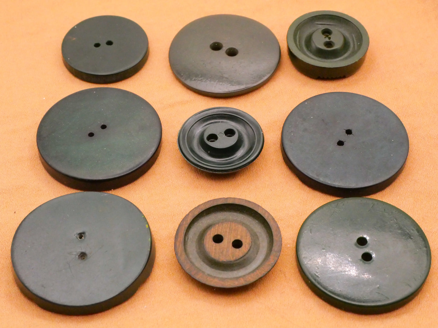 Hunter Dark Green Art Deco Housecoat Early Plastic Button Various 19-29mm