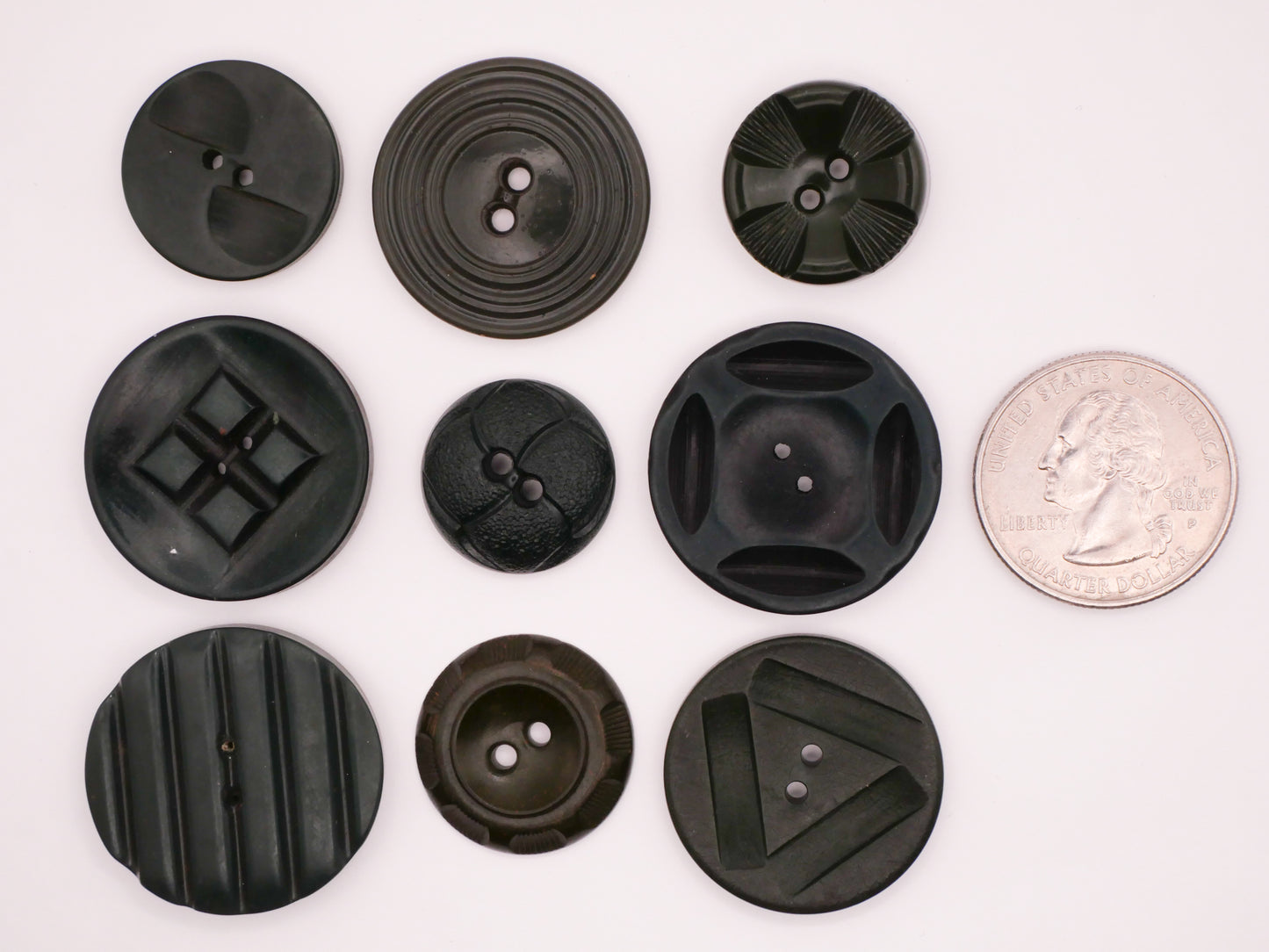 Hunter Dark Green Art Deco Housecoat Early Plastic Button Various 19-29mm