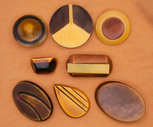 Natural Tone Butter Chocolate Celluloid Early Plastic Button Various 15-39mm