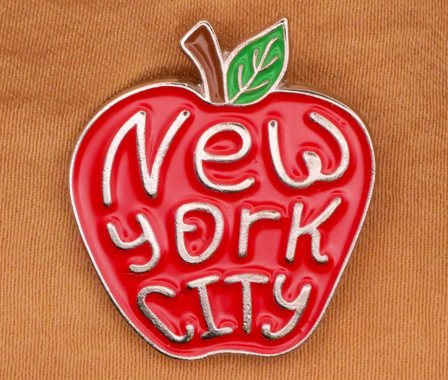 New York City Big Apple Red Enamel Metal Button 22x25mm