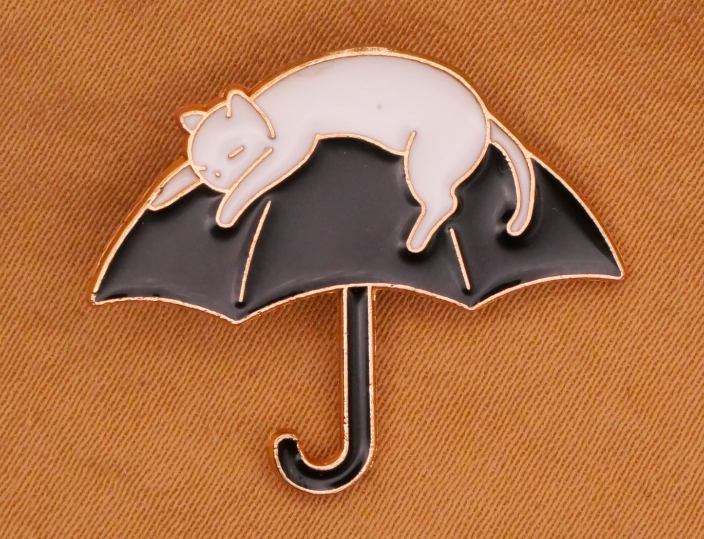 Cat Kitty Umbrella Enamel Metal Button 21x25mm