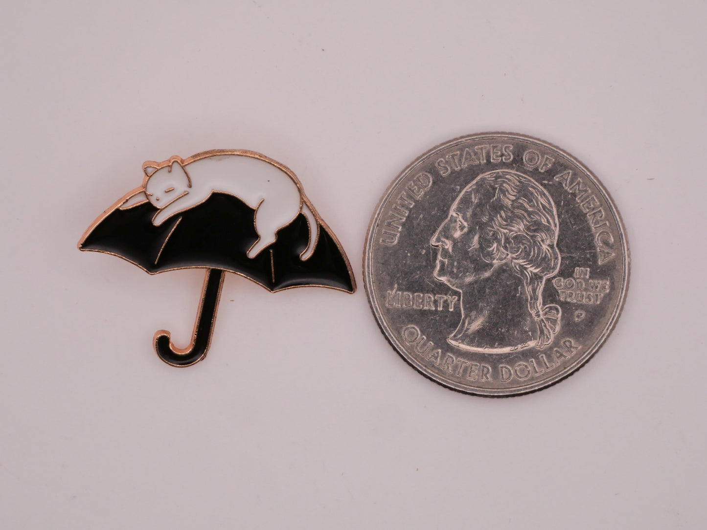 Cat Kitty Umbrella Enamel Metal Button 21x25mm