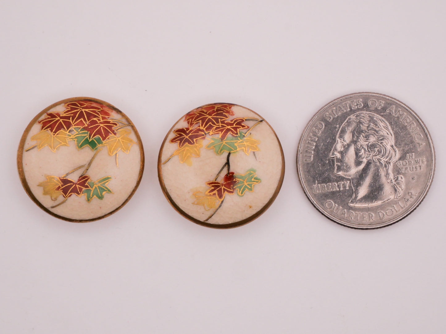Leaf Leaves Satsuma Hand-Painted Antique Button Various 22mm