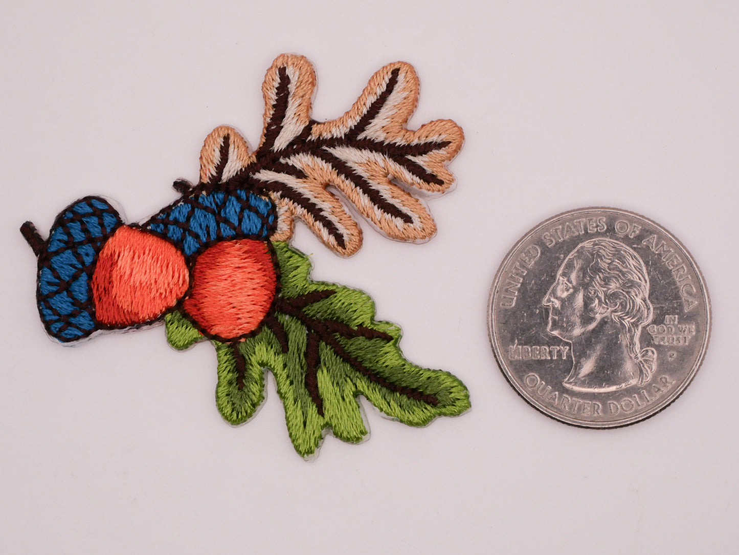 Acorns Leaves Embroidered Iron-On Patch Embellishment 44x51mm