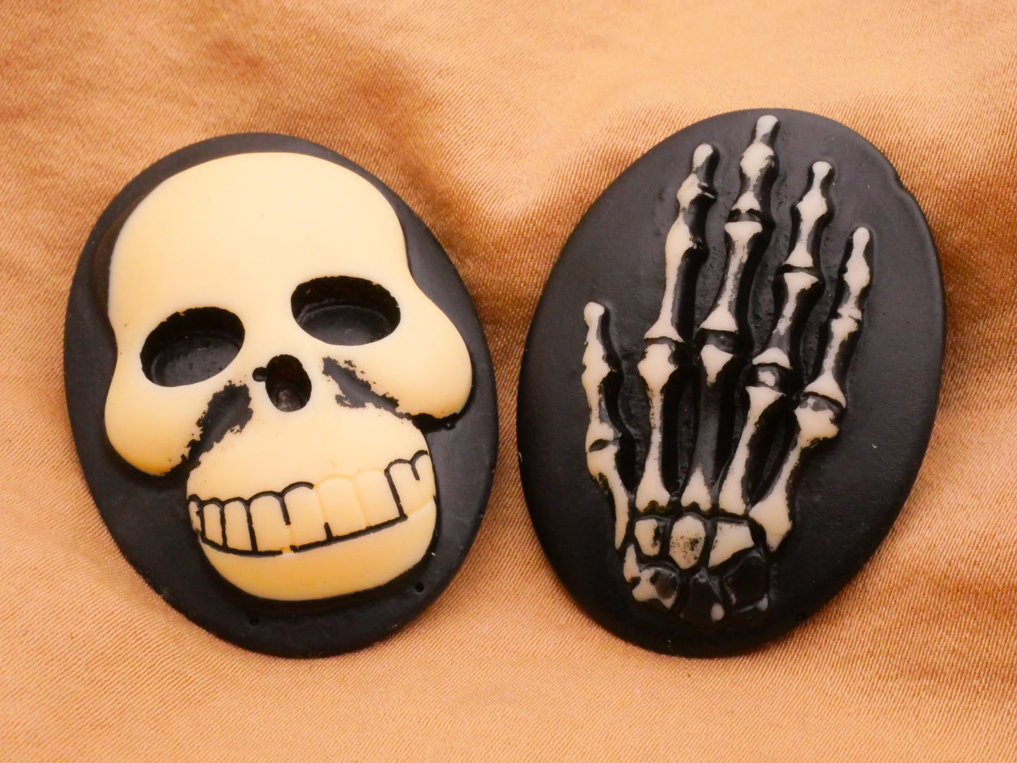 Skull or Skeleton Hand Cameo Large Plastic Button Various 29x39mm