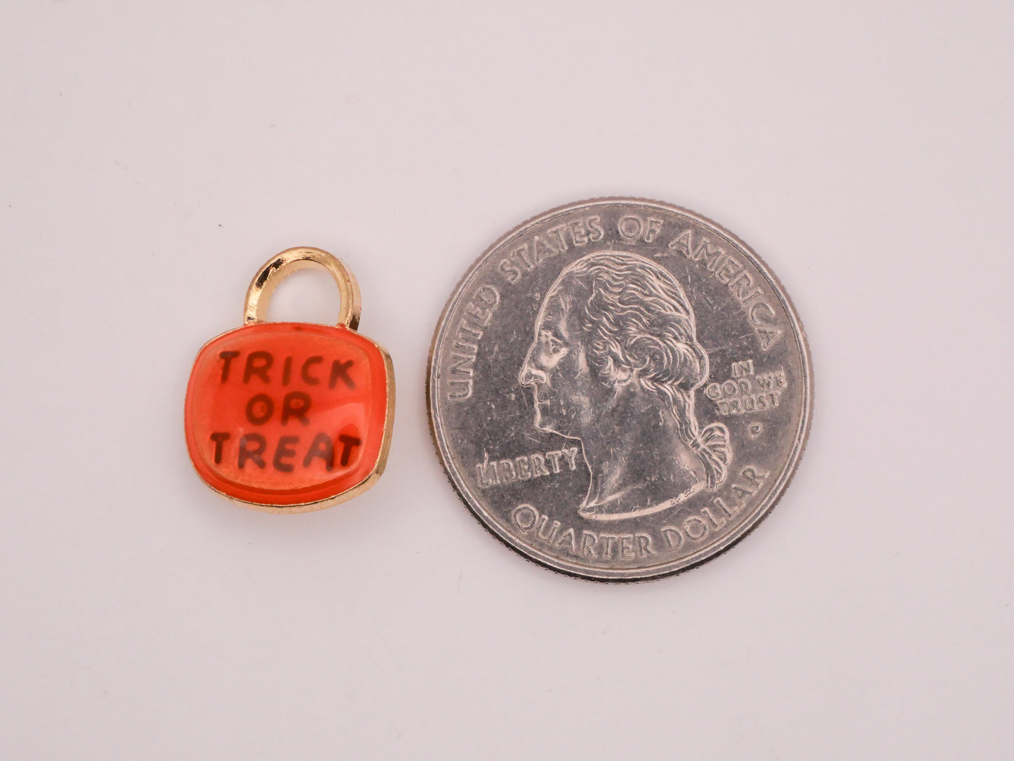 Trick or Treat Bag Verbal Cold Pressed Enamel Metal Button 14x17mm