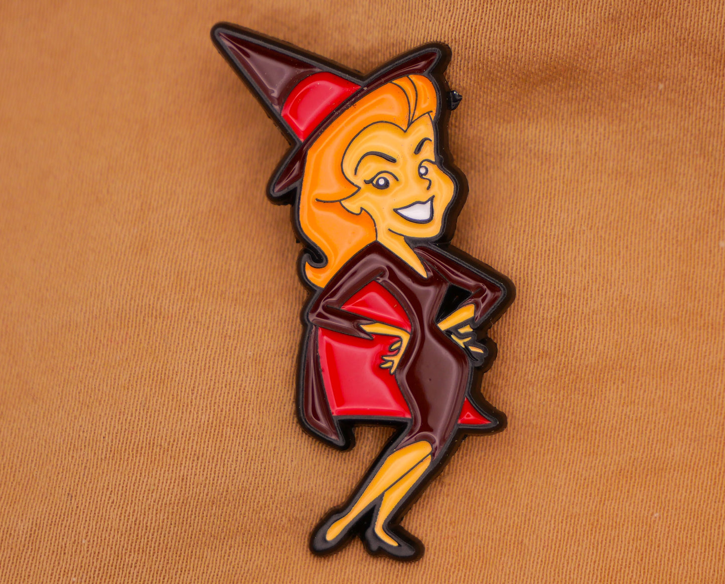 Bewitched Witch Enamel Metal Button 19x38mm