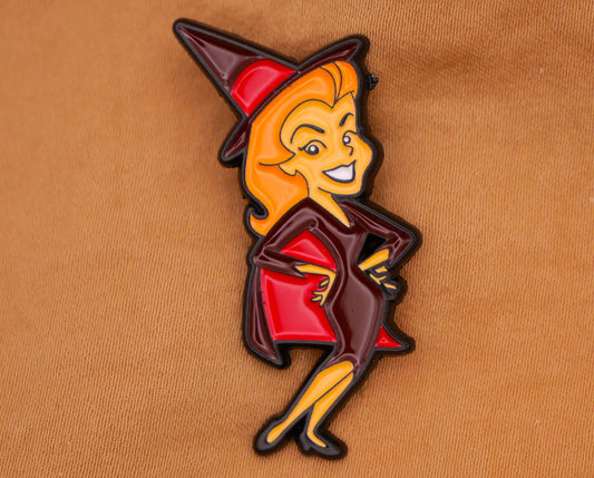 Bewitched Witch Enamel Metal Button 19x38mm