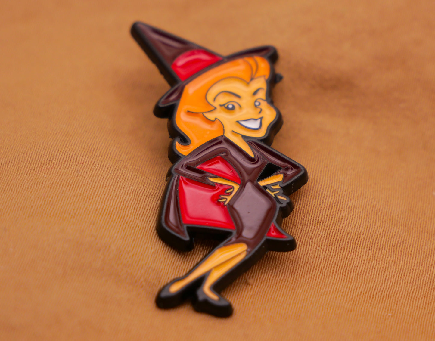Bewitched Witch Enamel Metal Button 19x38mm
