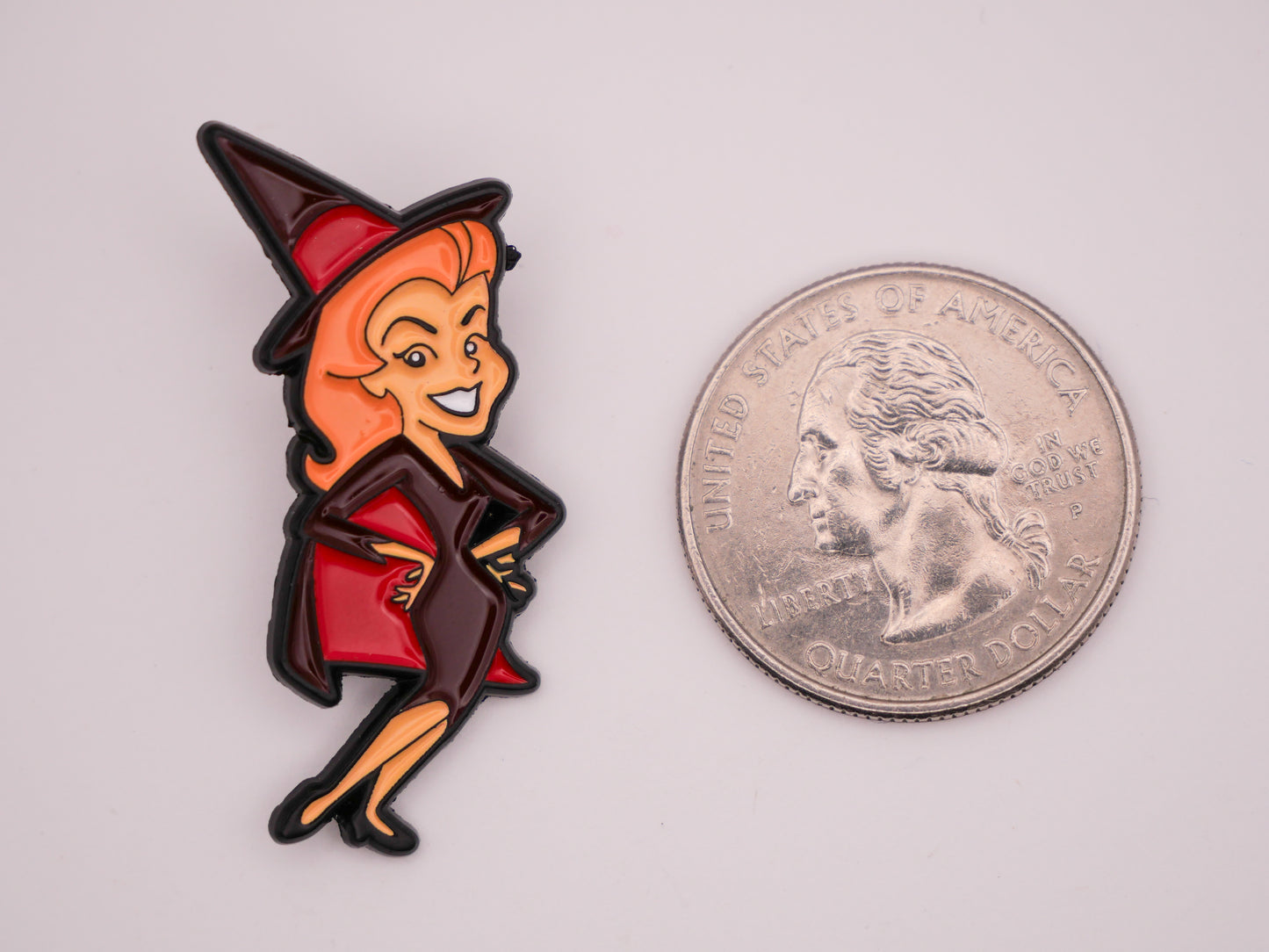 Bewitched Witch Enamel Metal Button 19x38mm