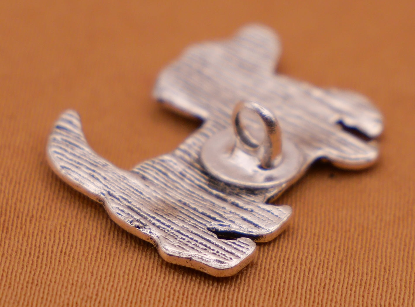 Dog Puppy Skeleton Silver Metal Button 16x21mm