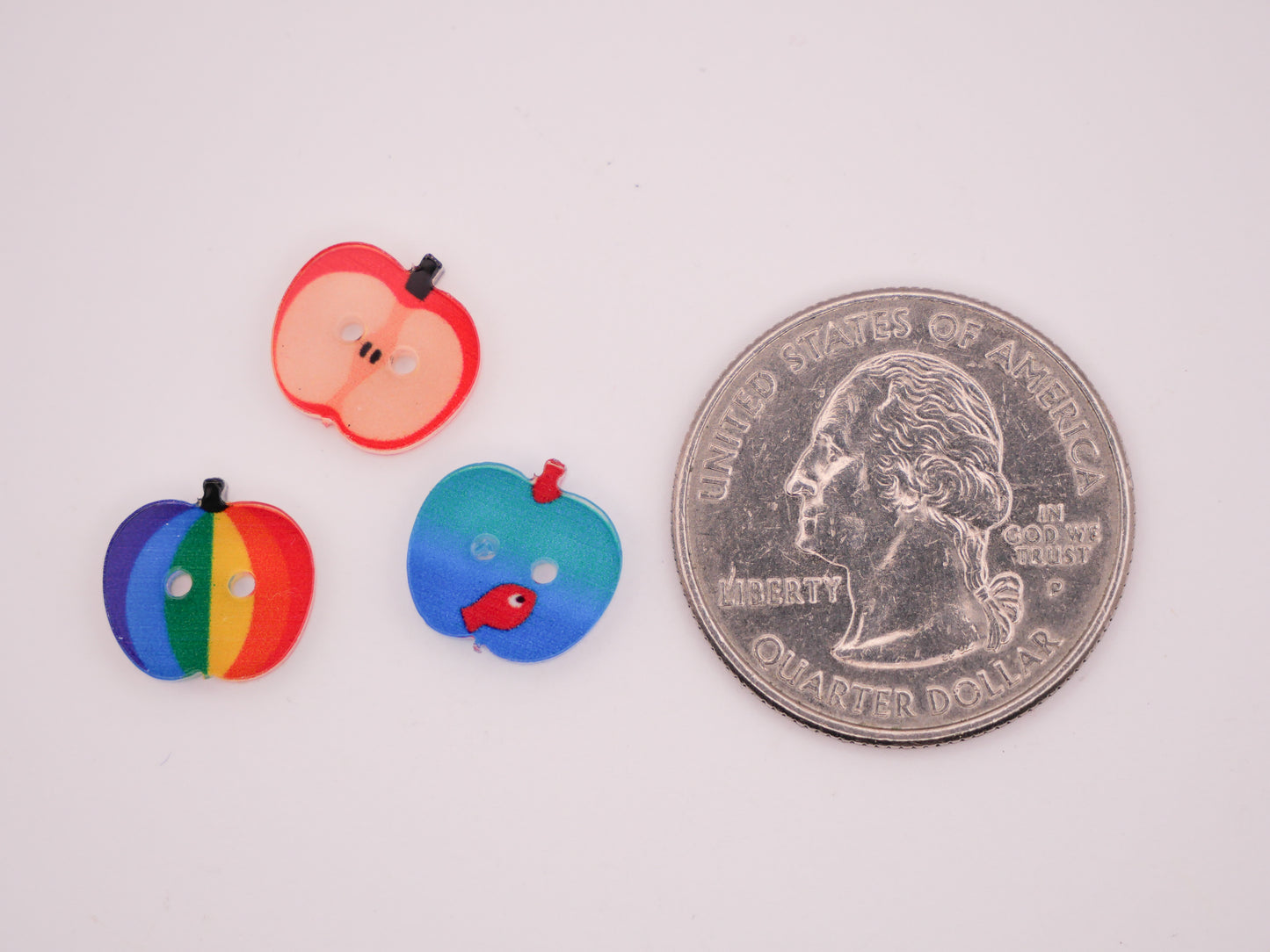 Apple Back To School Teacher Plastic Set of Sixteen Buttons 9-11mm