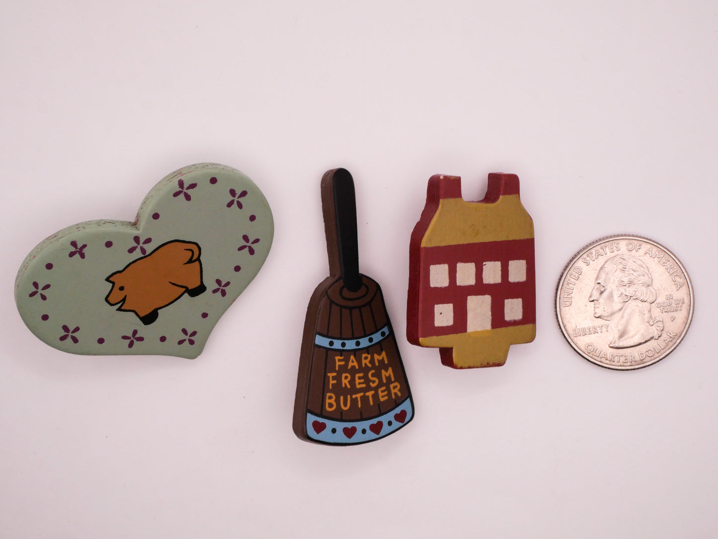 Farmhouse Style Wood Button Pig Butter or House Various 23-49mm