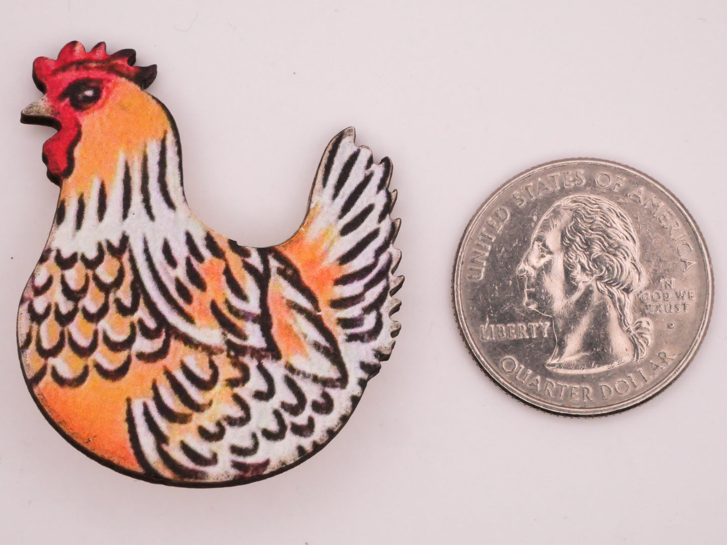 Chicken Hen Wood Large Button 38x41mm