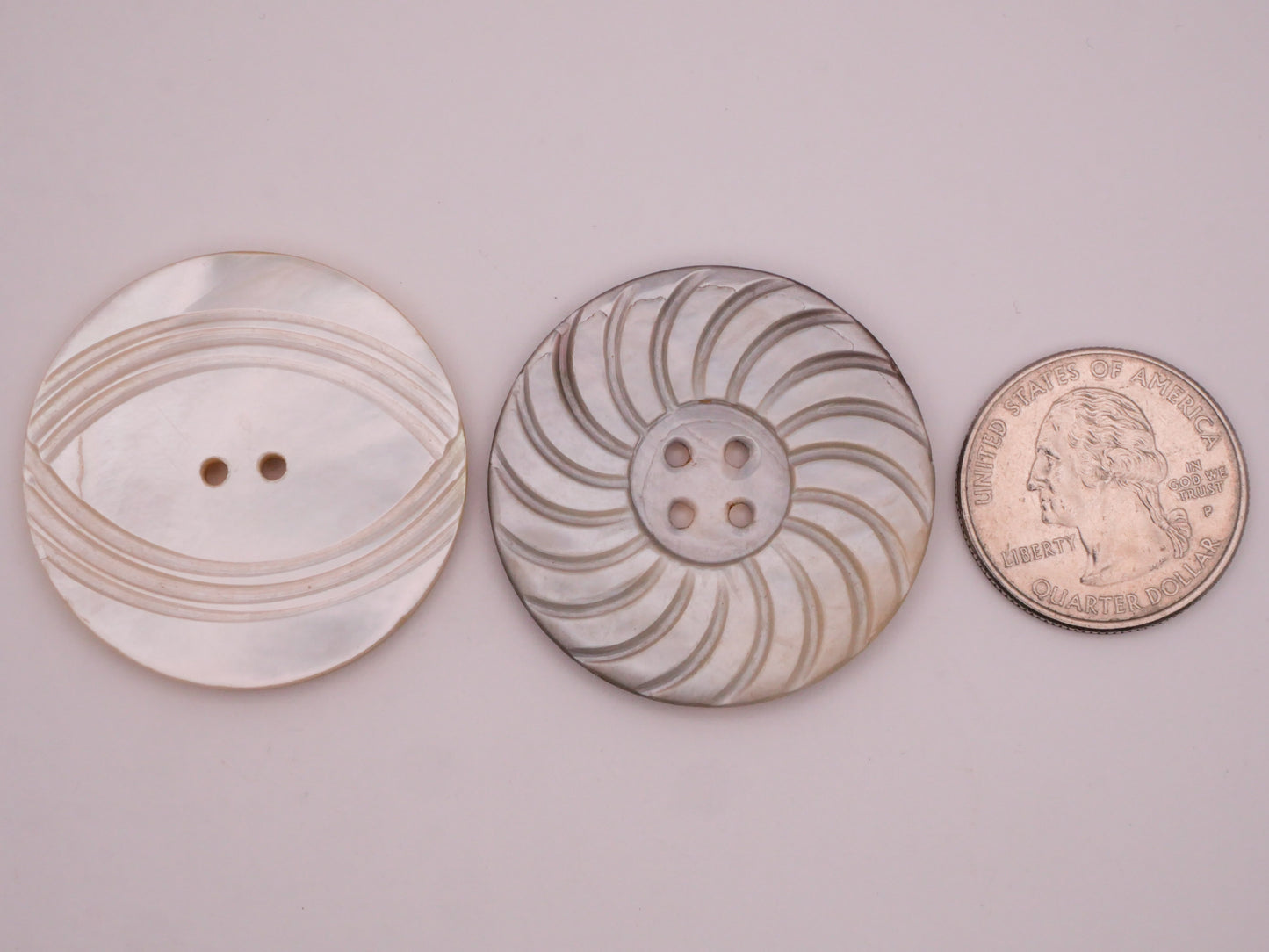 Mother of Pearl Eye or Sun Large Vintage Shell Button 37mm