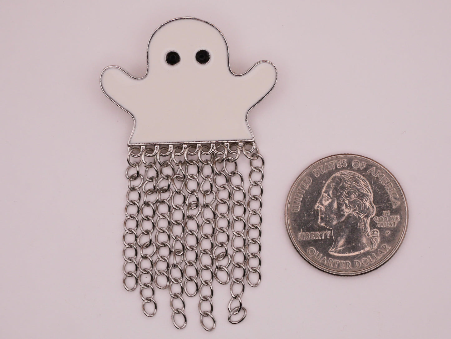 Ghost Moveable Chain Enamel Metal Large Button 35x61mm