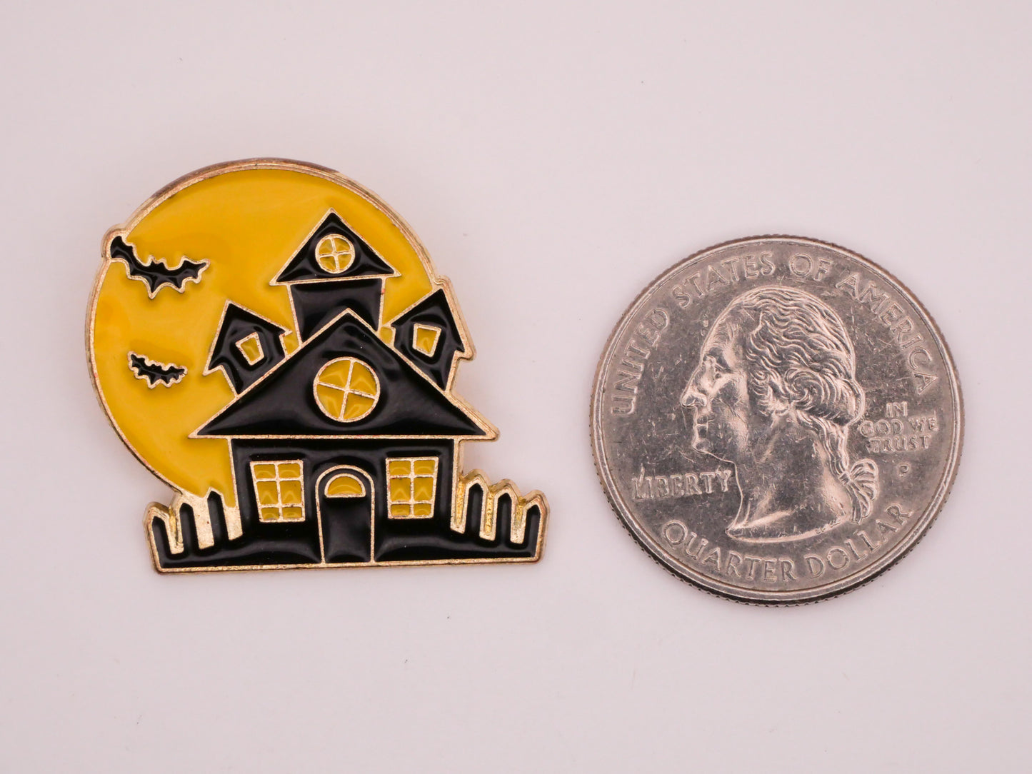 Haunted Mansion Home Bats Full Moon Enamel Metal Button 26x29mm
