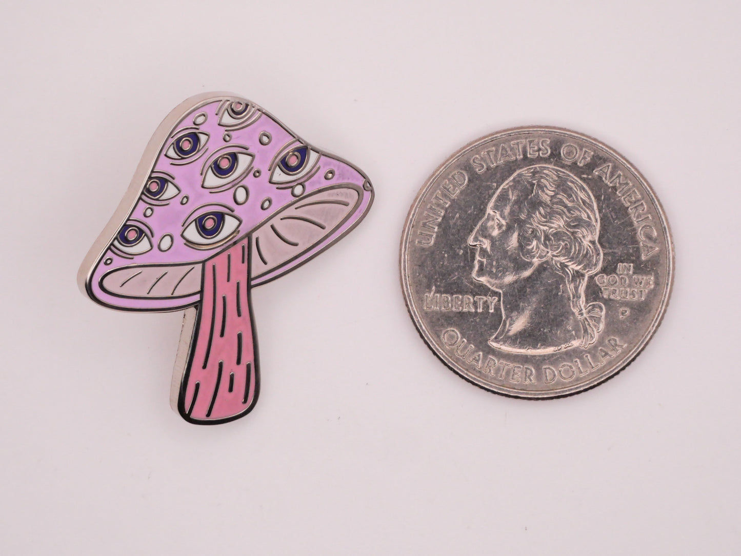 Eyes Pink Mushroom Enamel Metal Button 28x30mm