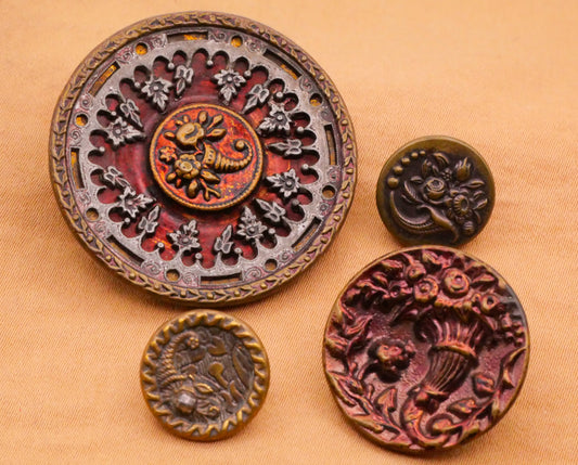 Cornucopia Flowers Victorian Metal Button Various 14-36mm