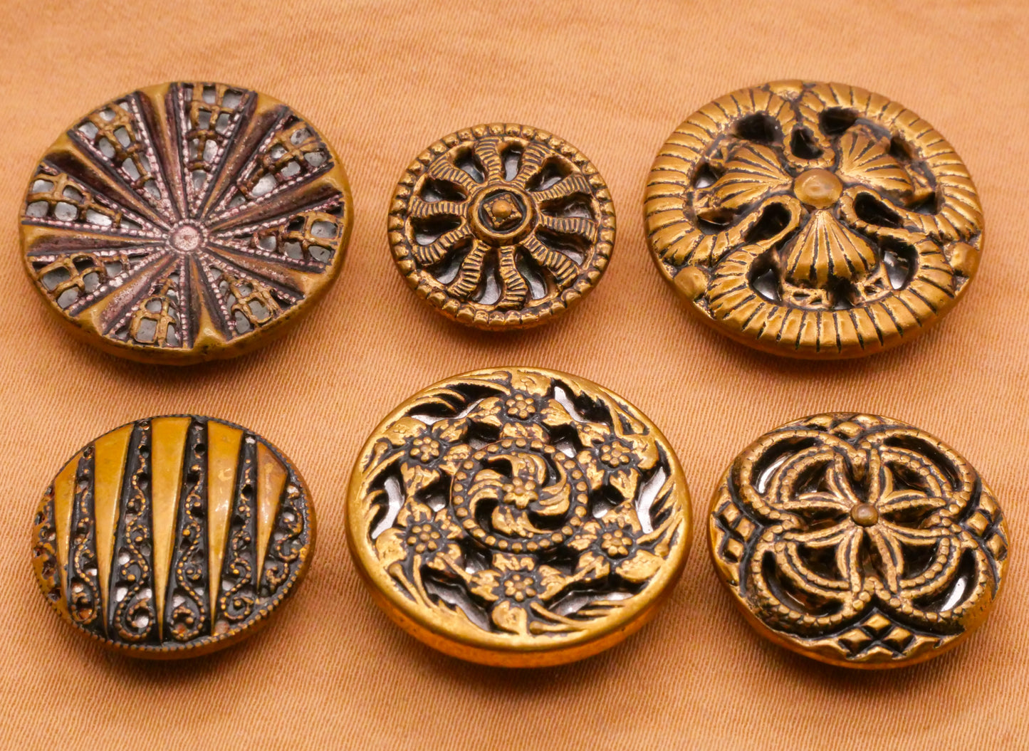 Twinkle Mirror Back Brass Look Metal Button Various 15-23mm