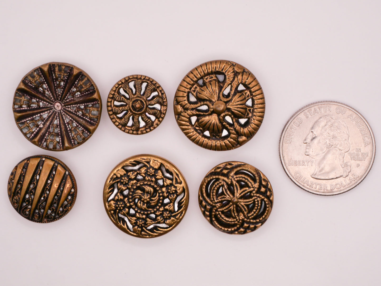 Twinkle Mirror Back Brass Look Metal Button Various 15-23mm