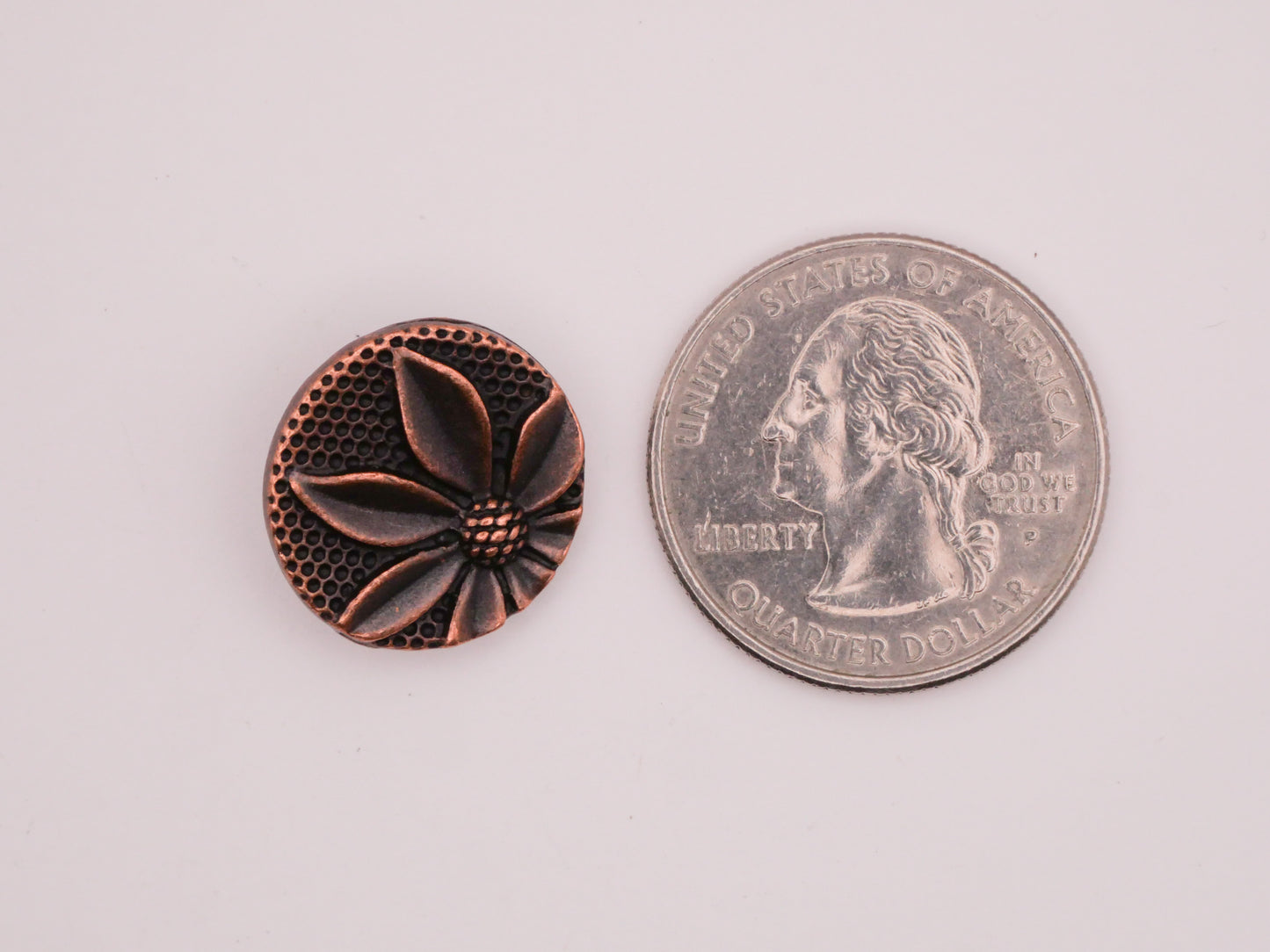 Flower Petals Textured Tinted Copper Colored Metal Button 17mm