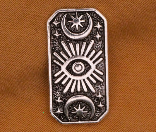 Eye Celestial Moon Silver Metal Button 12x23mm