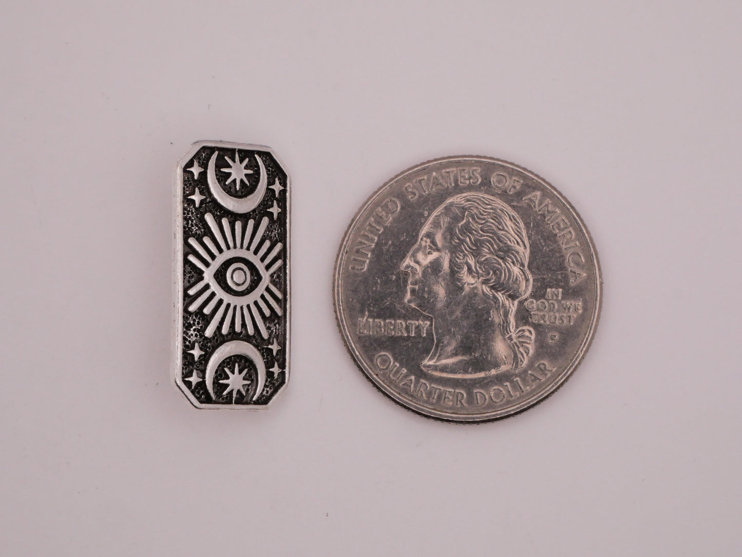 Eye Celestial Moon Silver Metal Button 12x23mm