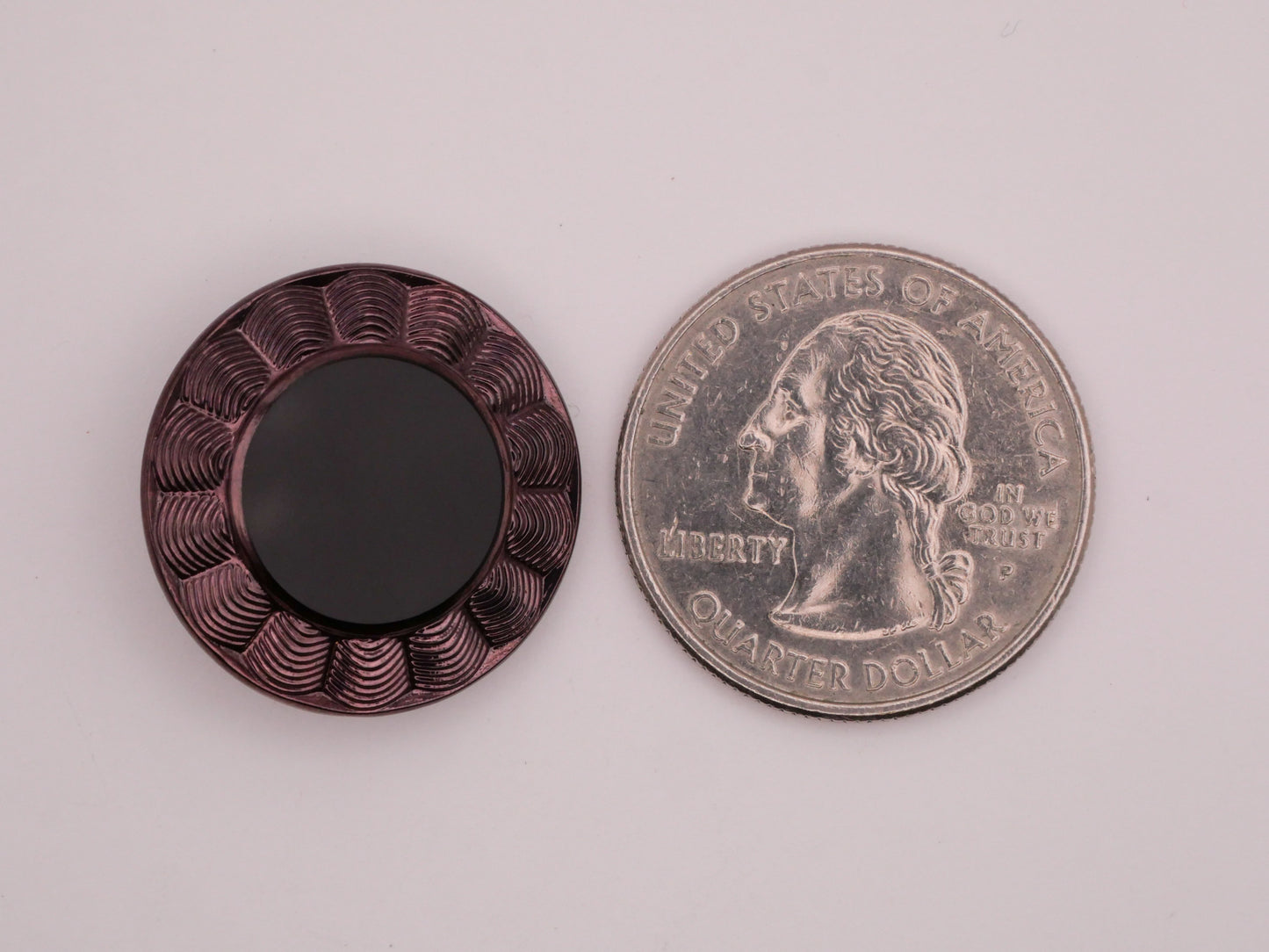 Spider Web Edge Purple Black Mirror Finish Glass Button 22mm