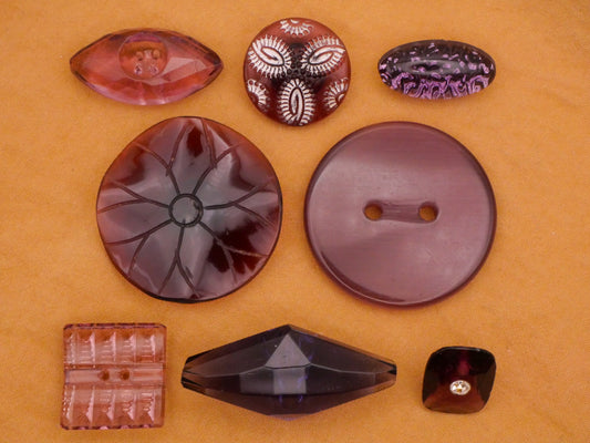 Purple Aubergine Translucent Glass Button Various 10-33mm