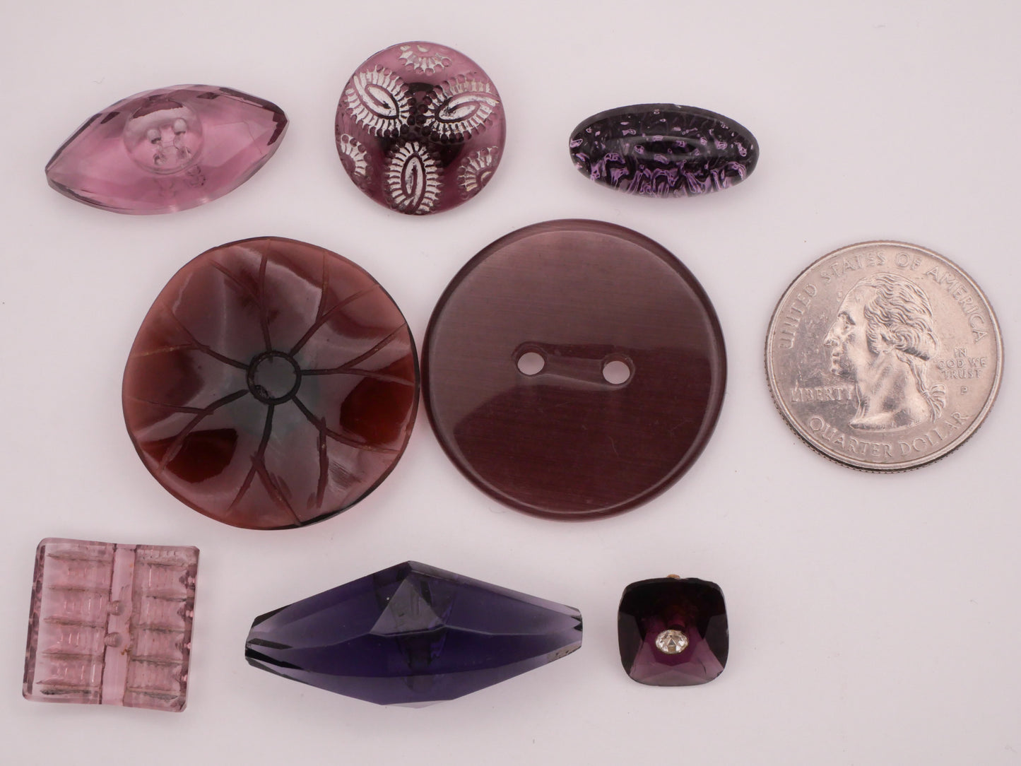 Purple Aubergine Translucent Glass Button Various 10-33mm
