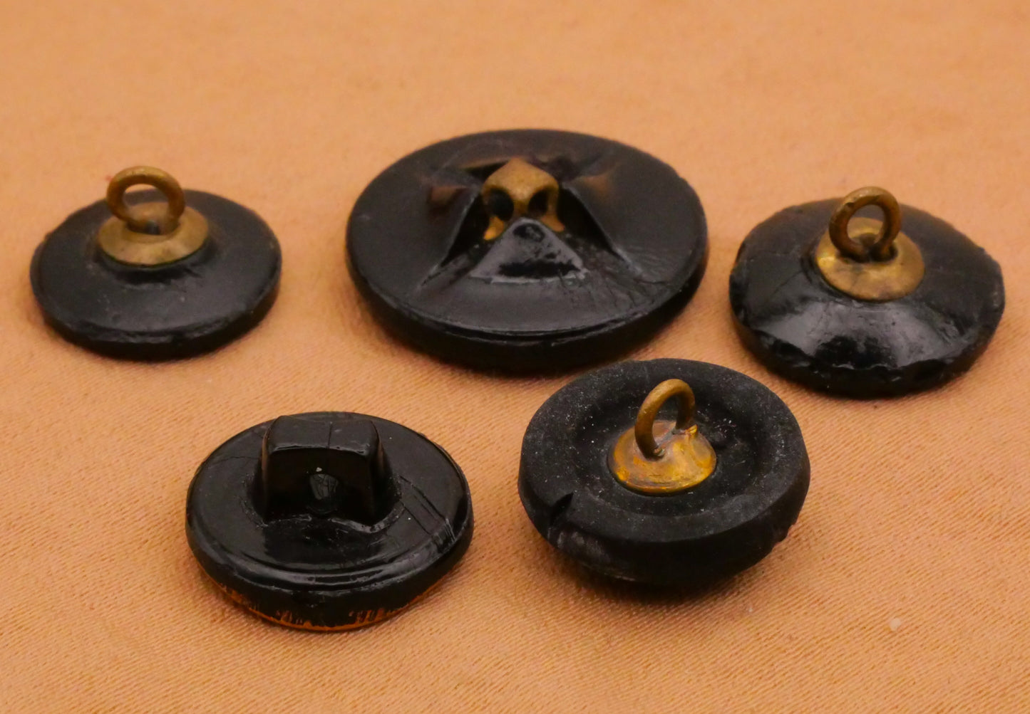 Wood Grain Look Black Glass Button Various 12-18mm