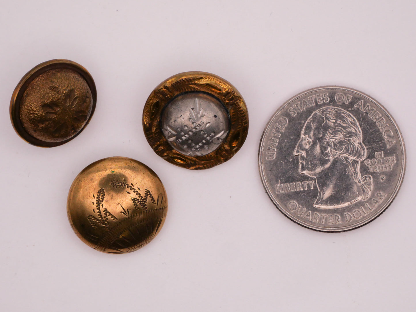 Etch Design Antique Metal Button Various 15-17mm