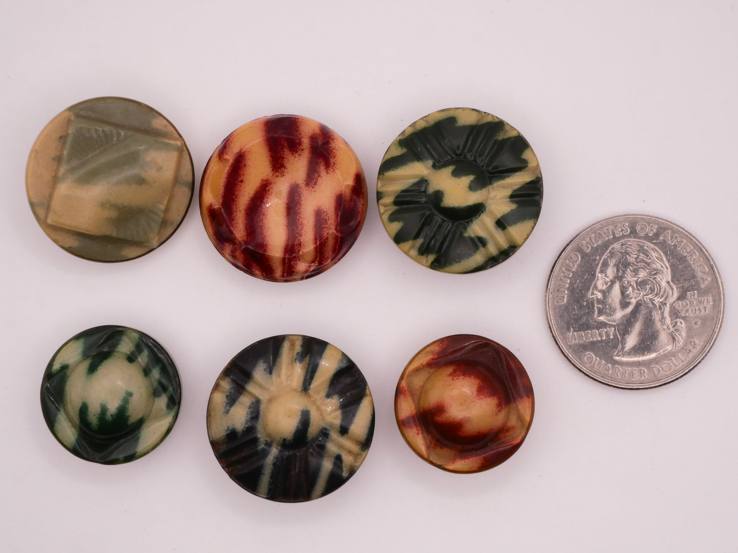 Ikat Tribal Celluloid Early Plastic Button Various 19-23mm